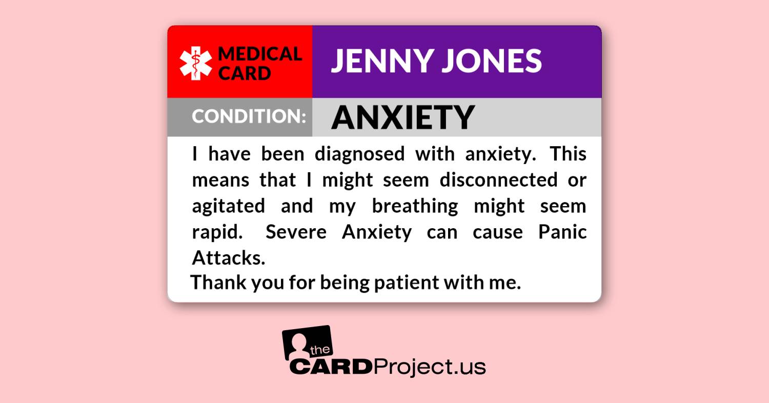 Anxiety Medical ID Card (FRONT)